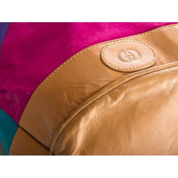 Gucci Multi Colored Fabric & Camel Leather XL Bucket Bag - Picture 12 of 12